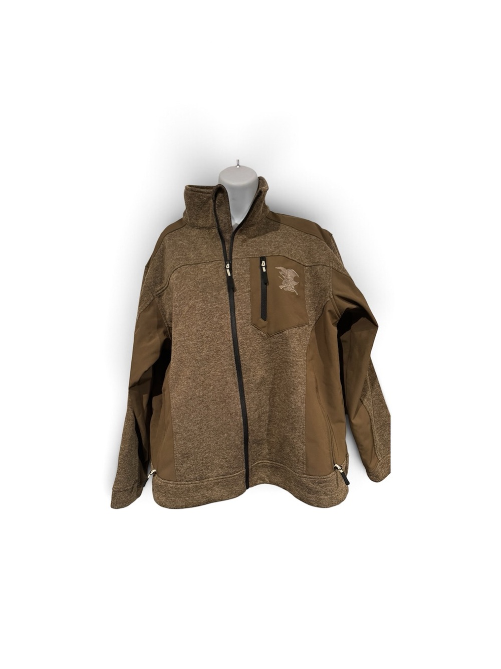 Men's Lightweight Brown Zip-Up Jacket with Chest Pocket